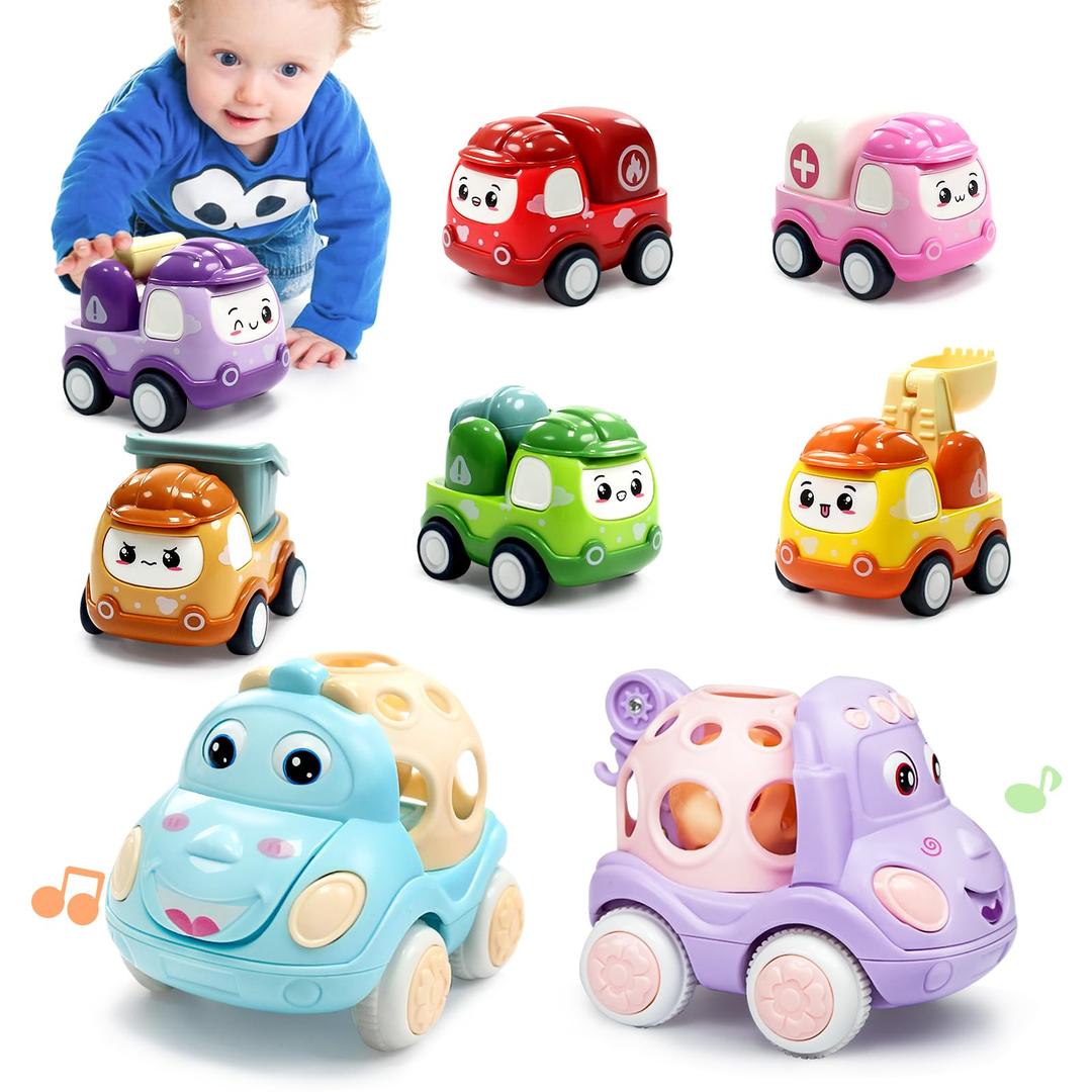 ZHENDUO BLASTER 8 Pack Mini Toy Cars for Toddlers 1-3 Pull Back Cars for Toddlers 1 2 3 4 Year Old Truck Toys Friction Powered Car Kids Boys Birthday Gifts Baby Girls Toys