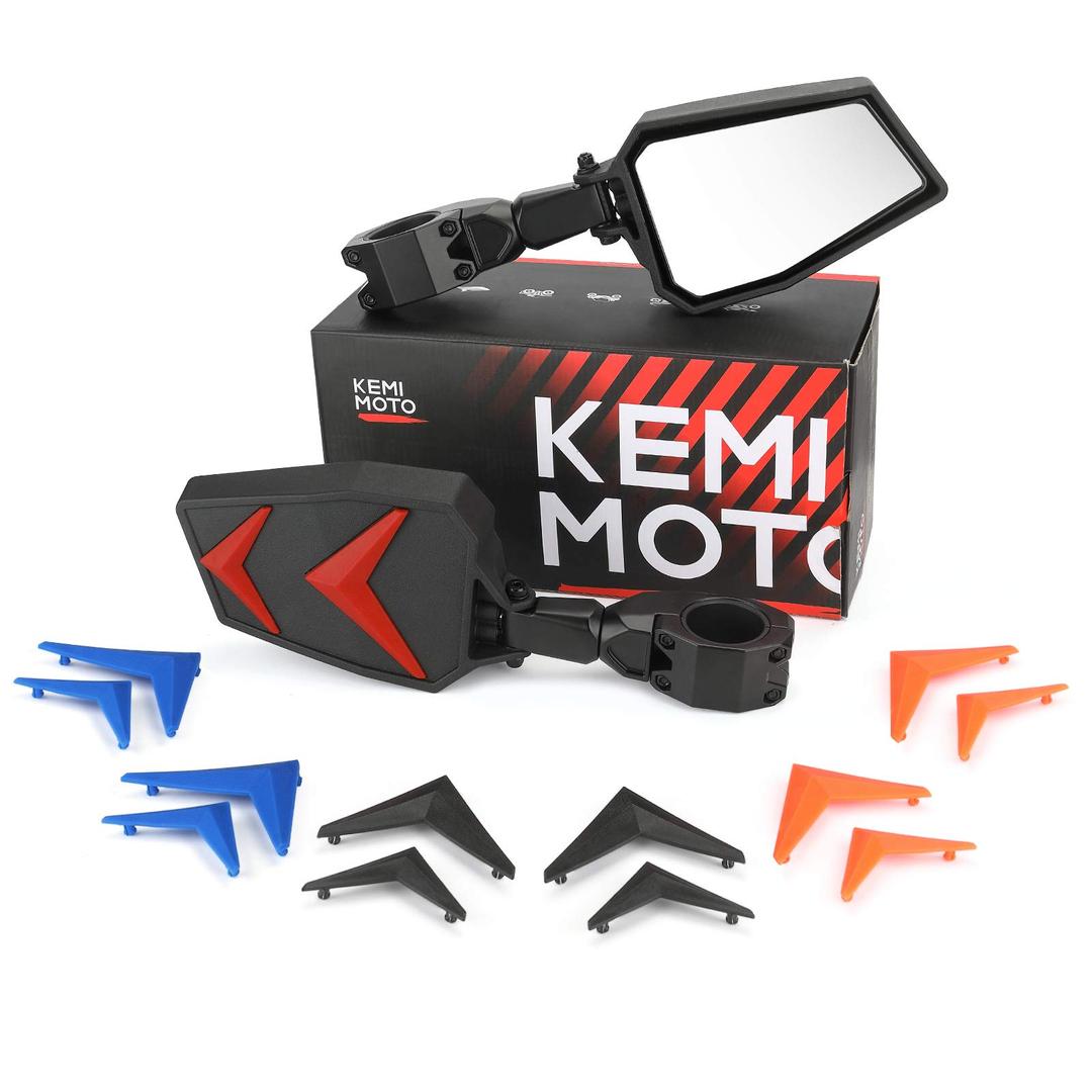 KEMIMOTOUTV Black Blue Red Orange Side Mirrors compatible with Polaris RZR Talon Can Am Rearview Work with 1.75"-2" roll bar cage