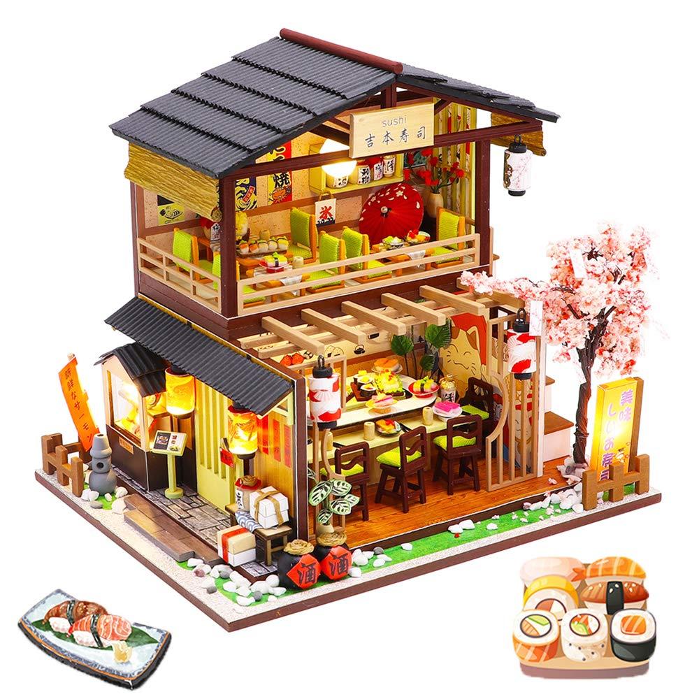 SpilayDIY Dollhouse Miniature with Wooden Furniture,Handmade Japanese Style Home Craft Model Mini Kit with Dust Cover & Music Box,1:24 3D Creative Doll House Toy for Adult Teenager Gift