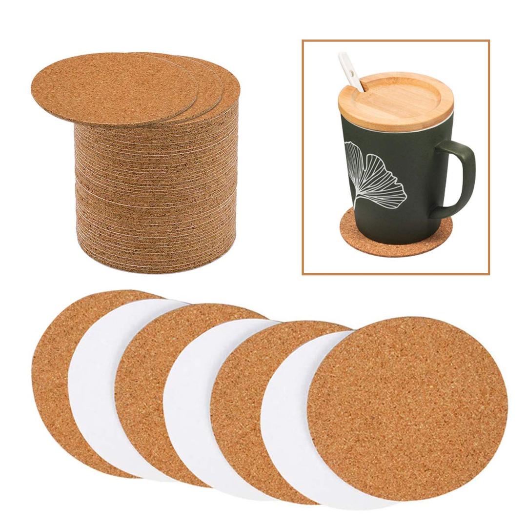 Self-Adhesive Cork Round Seasonsky 70 Pack Cork Backing Sheets for Wall Decoration Party Supplies Coasters and DIY Crafts