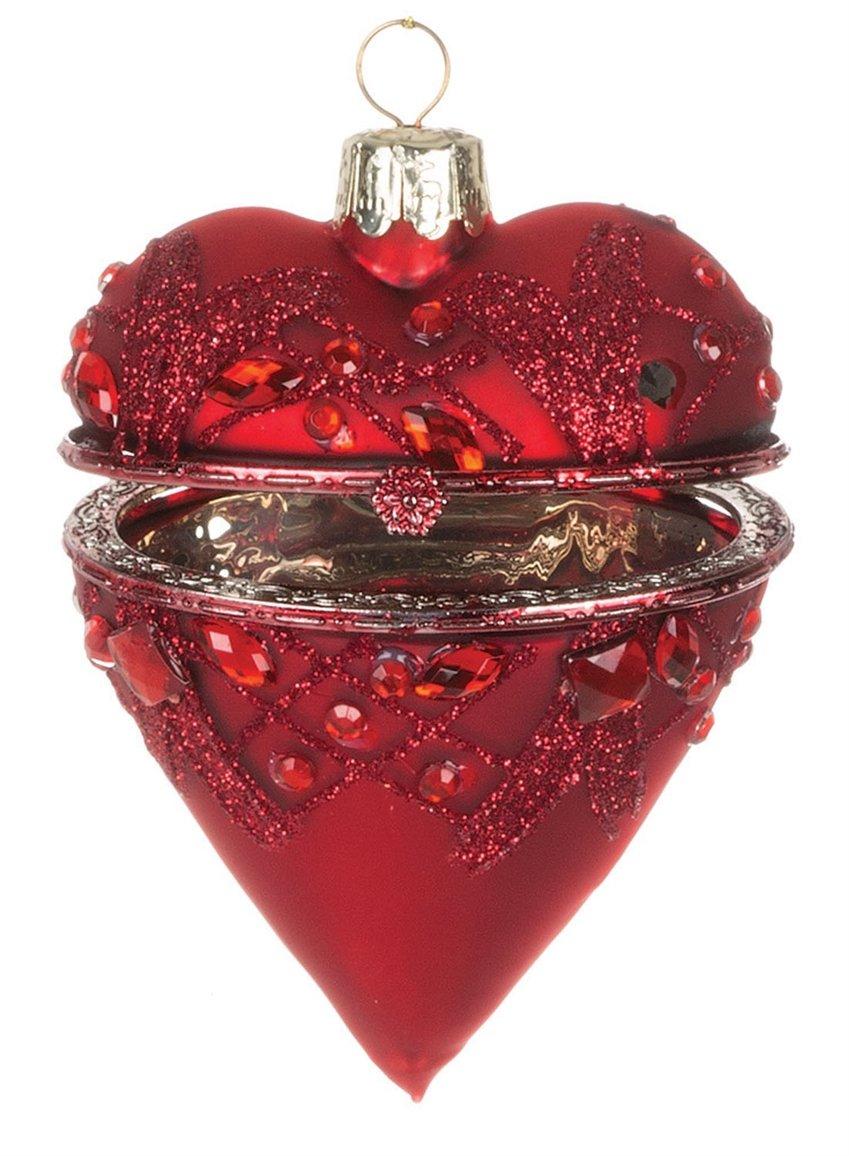 Sullivans Glass Heart Shaped Christmas Ornament Box