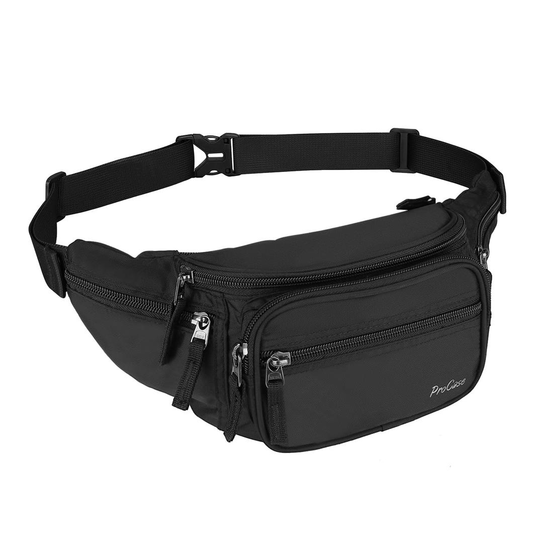 ProCase Fanny Pack Waist Packs for Men Women, Waist Bag Hip Pack for Travel Hiking Running Outdoor Sports -Black