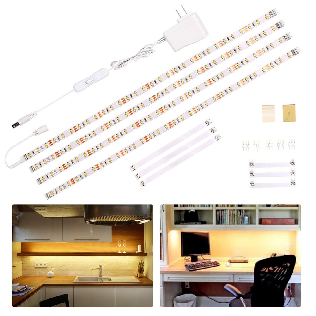 WOBANE Under Cabinet Lighting Kit,Flexible LED Strip Lights Bar,Under Counter Lights for Kitchen,Cupboard,Desk,Monitor Back,Shelf,6.6 Feet Tape Light Set,ETL Listed,120 LEDs,1100lm,2700K WarmWhite