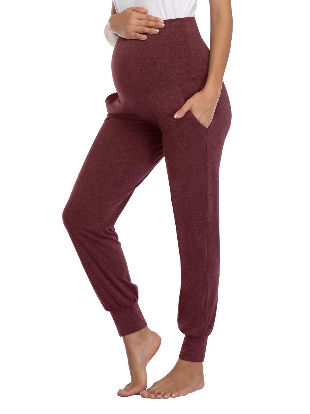 AMPOSH Women's Maternity Pants Stretchy Lounge Workout Pants Casual Loose Comfy Pregnancy Joggers with Pockets