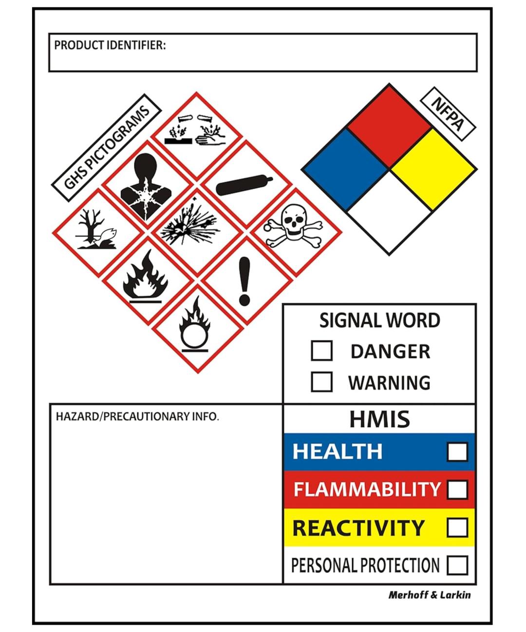 SDS OSHA Data Labels for Chemical Safety 4 x 3 Inches | Roll of 250 MSDS Stickers with GHS Pictograms & Perforated Edges for Easy Separating | HMIS & Hazard Compliant | Secondary Containers