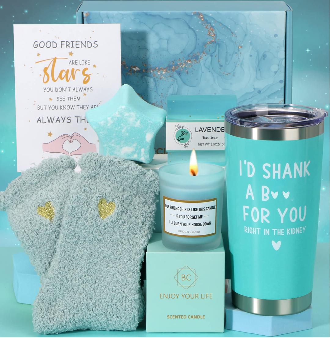 Gifts for Women Best Friend Birthday Gifts for Women Friendship Gift Basket,Unique Bestie Gifts for Friends Female,Funny Bestfriend Gift Ideas for Friend Woman,Soul Sister,BFF- Friend Tumbler Gift Set