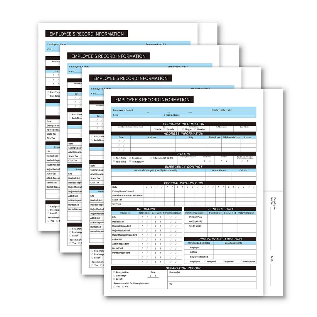 Employee Record Folders - Confidential, High-Capacity, and Durable - Preprinted Pack of 25