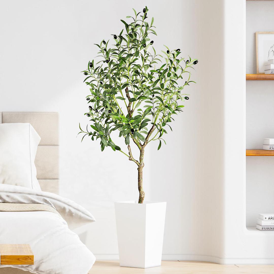 YOLEO 4FT Artificial Olive Tree Faux Tree with Lifelike Leaves Fake Plant for Living Room Bedroom Balcony Corner Office Decor