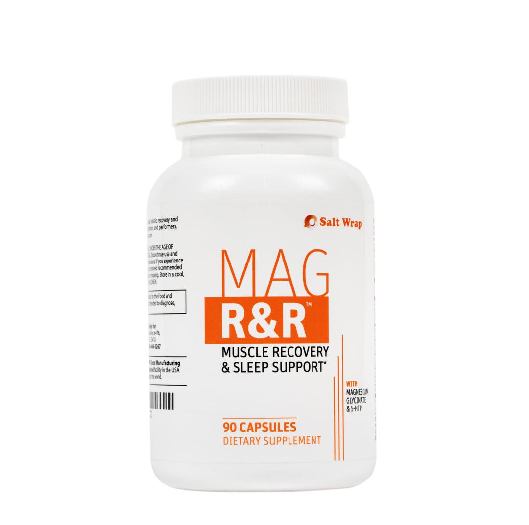 SaltWrapMag R&R - Nighttime Muscle Cramps Support, Natural Sleep Support for Adults with Magnesium Glycinate for Muscle Spasm and Leg Cramps Relief, 90 Capsules