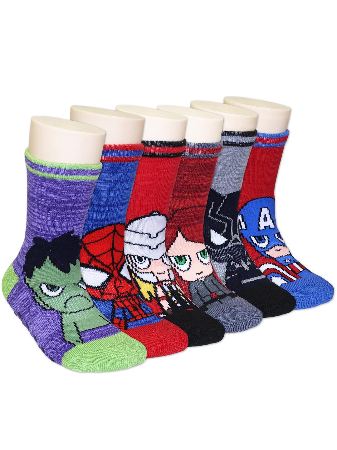 Marvel Super Hero Adventures Spider-Man Boys 6 pack Socks with Grippers (Kids)