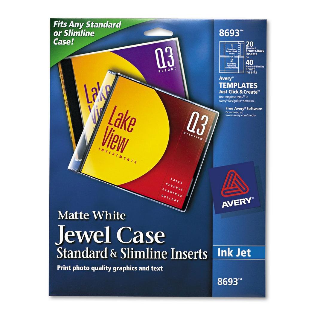 AVERYCD/DVD Jewel Case Inserts for Ink Jet Printers, White, Pack of 20 (8693)