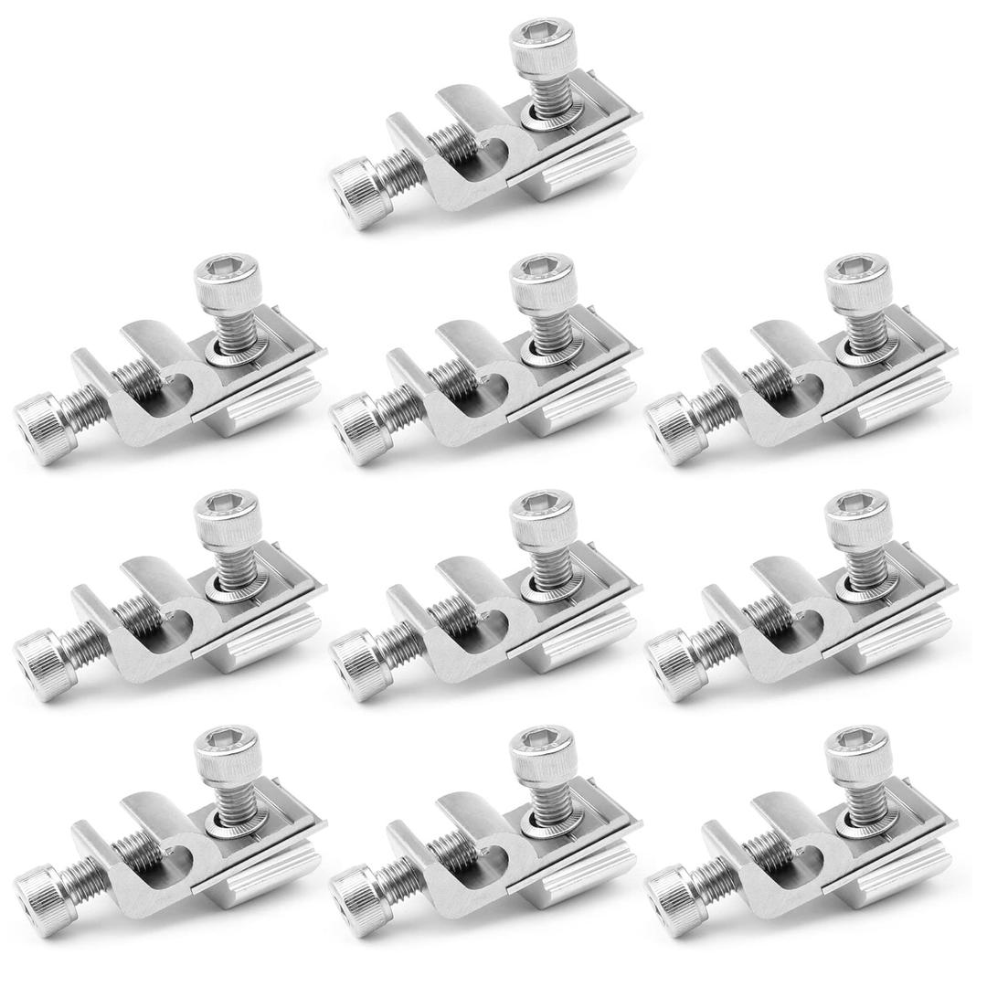 10 Pcs Solar Panel Photovoltaic Bolt-On Coupling Earthing Ground Lug Solar Panel Fasteners Clip for Bare Wires and Pipe grounding lug terminal for solar panel