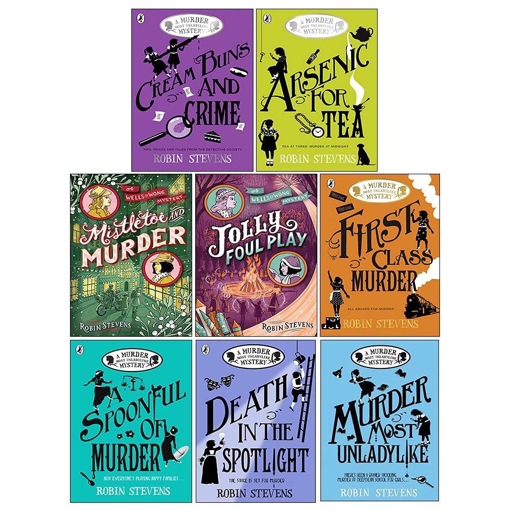 A Murder Most Unladylike Mystery Series 8 Books Collection Set by Robin Stevens (First Class Murder, Jolly Foul Play, Spoonful of Murder, Death In The Spotlight & MORE!)