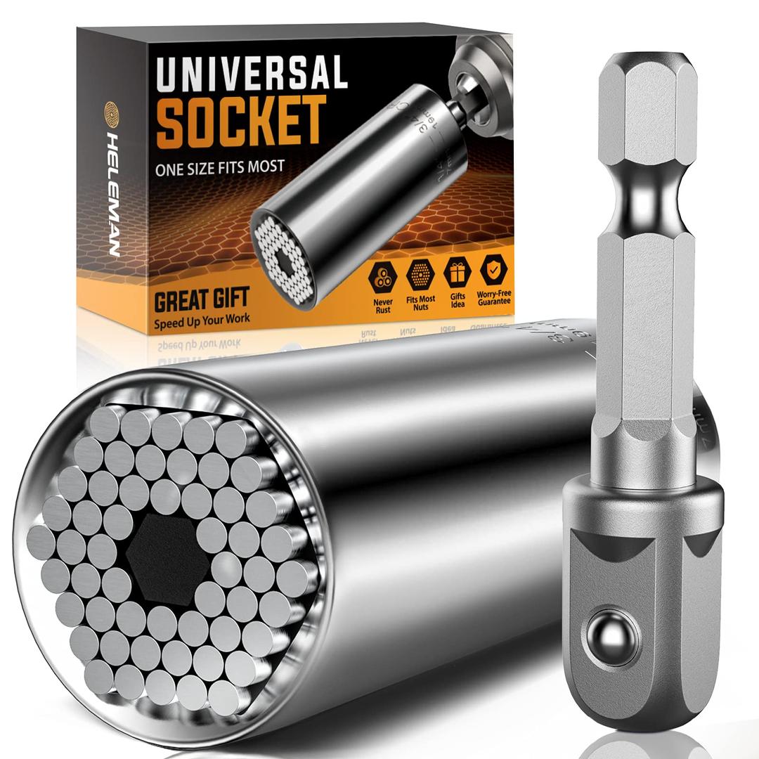 Stocking Stuffers for Mens Gift Christmas Super Universal Socket Tools Gifts for Men: Socket Set with Power Drill Adapter(7-19 MM) Cool Stuff Gadgets for Women Birthday Gift for Dad Husband Adults