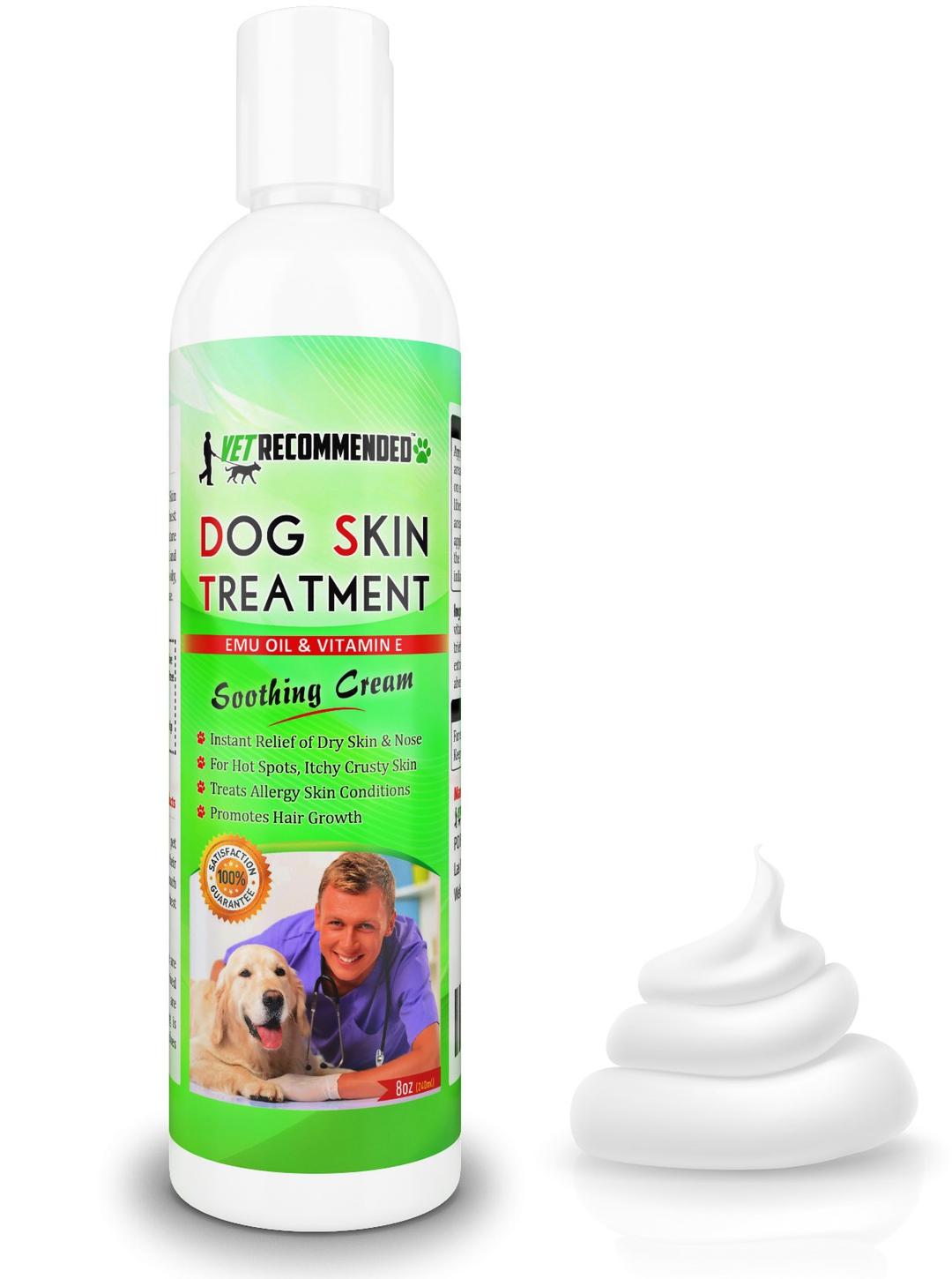 Dog Dry Skin Cream & Moisturizer - Helps Dog Hair Loss Regrowth - Dry Nose & Cracked Paws - Works with Hot Spots for Dogs - 240ml (8 Oz)