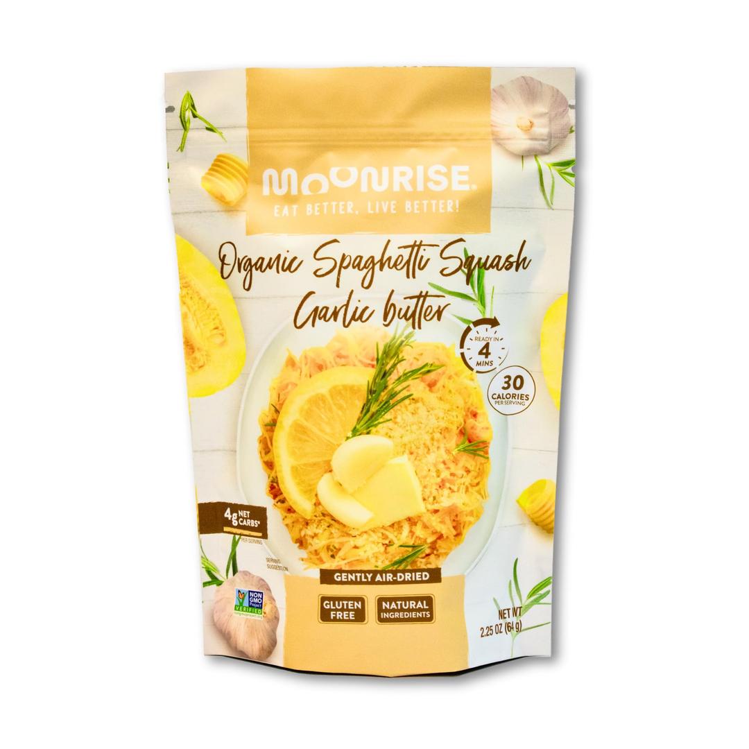 Moonrise Dried Spaghetti Squash Garlic Butter | Gluten Free | Low-Carb, Low-Calorie |Non-GMO| Only Natural Ingredients | Ready in 4 minutes | 2.25 oz (Pack of 1) | (11.25 oz cooked)