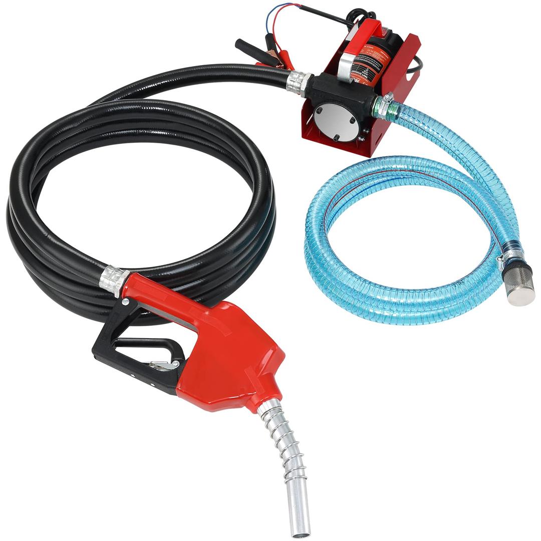 VEVOR Diesel Fuel Transfer Pump Kit,10 GPM 12V DC Portable Electric Self-Priming Fuel Transfer Extractor Pump Kit with Automatic Shut-off Nozzle Hose for Diesel, Kerosene, Machine, Transformer Oil