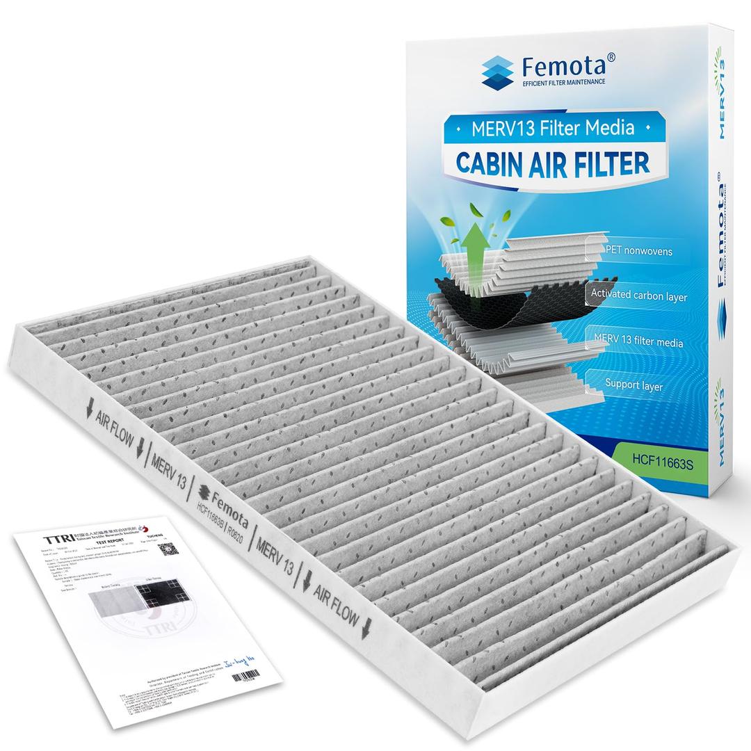 MERV 13 Cabin Air Filter with Activated Carbon, CF11663 for Buick Enclave(2008-2017), Chevrolet Traverse(2009-2017), GMC Acadia(2007-2016), Saturn Outlook(2007-2010).