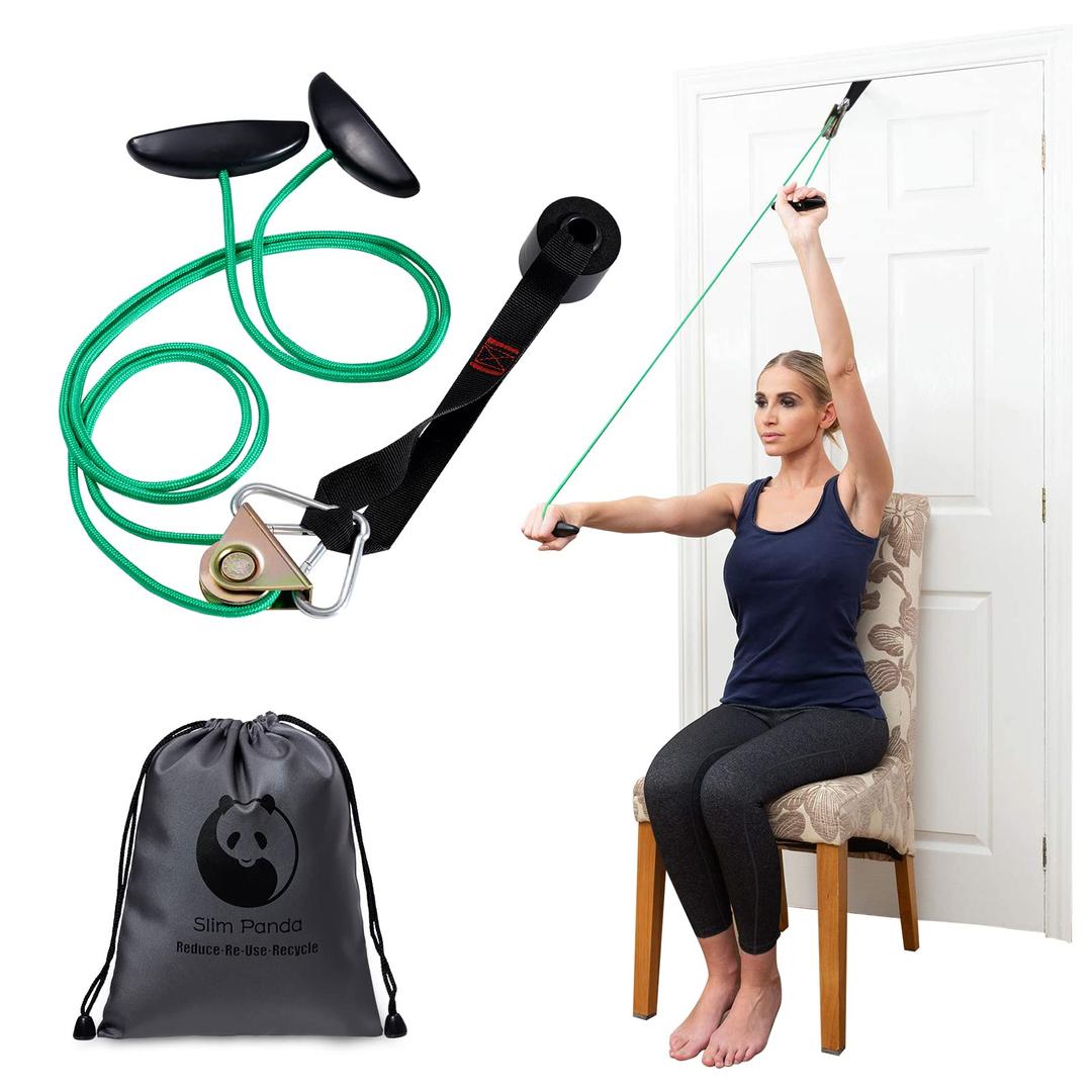 Slim Panda Shoulder Pulley for Physical Therapy, Over-The-Door Pulley System for Increases Shoulder and Arm Range of Motion, Relieves Shoulder Pain and Promotes Recovery After Surgery