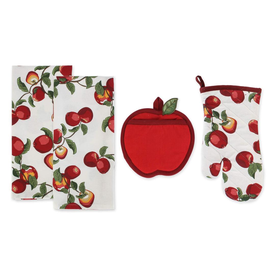 DII Apple Orchard Collection, Kitchen Textiles, Potholder, Oven Mitt, Dishtowels, Apple Print