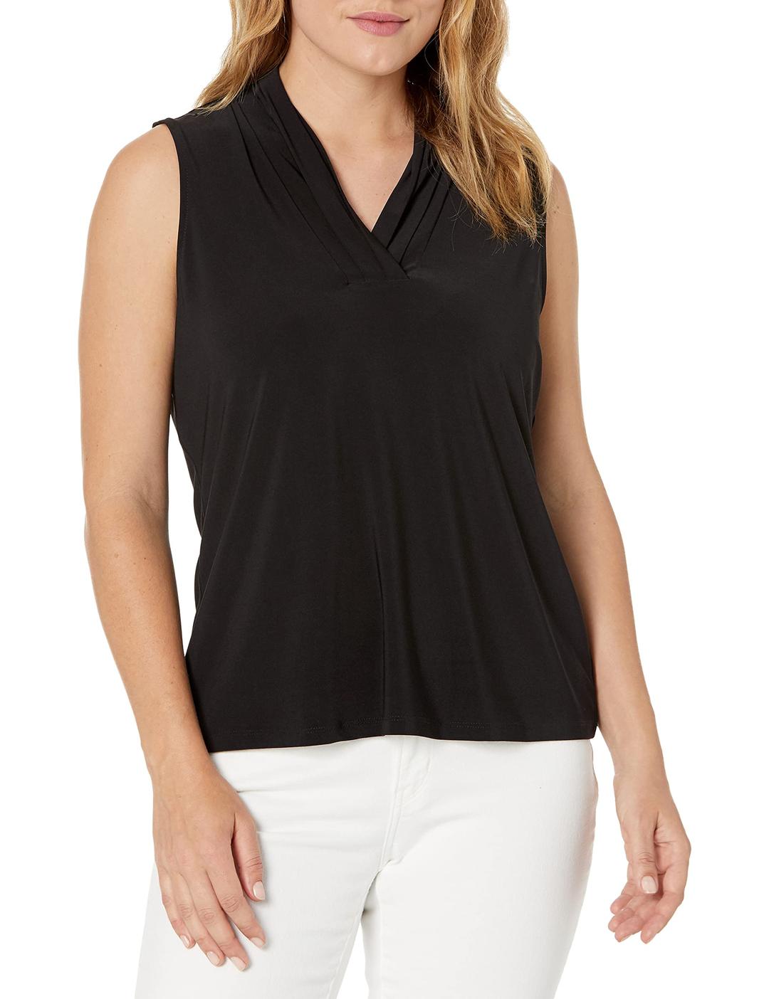 Anne KleinWomen's Solid Triple Pleat Top