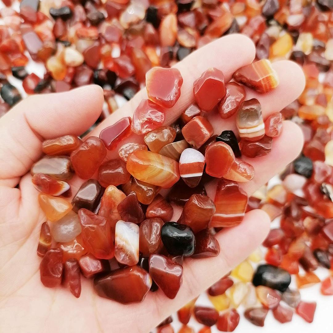 335g Red Agate Red Quartz Stone Crushed Red Chips Red Tumbled Stones Crushed Red Crystal