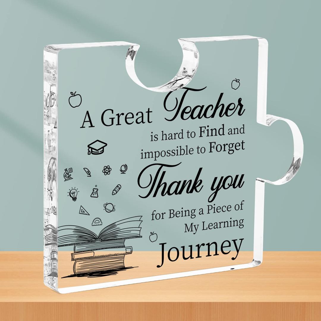 CSYY Teachers Gift for Women Men, Puzzle-Shaped Acrylic Plaque Teachers Gifts, Gifts for Teacher Christmas Gifts