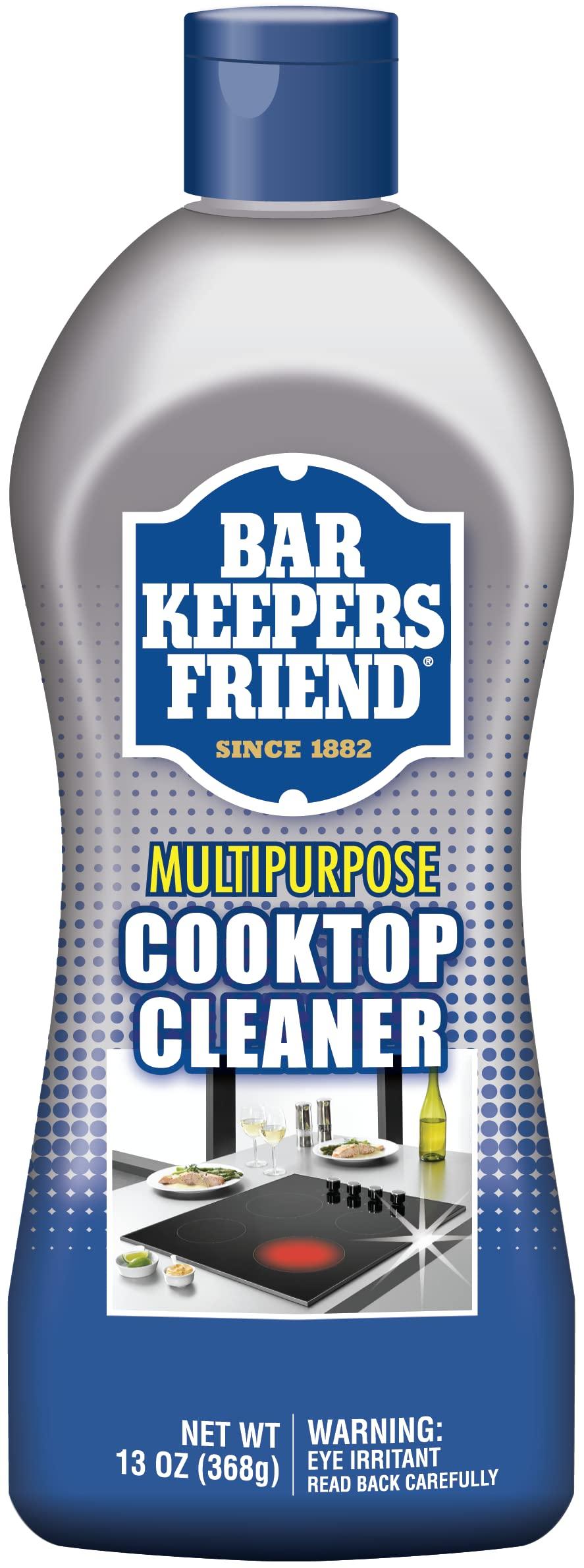 Bar Keepers FriendMultipurpose Cooktop Cleaner (13 oz) - Liquid Stovetop Cleanser - Safe for Use on Glass Ceramic Cooking Surfaces, Copper, Brass, Chrome, and Stainless Steel and Porcelain Sinks']