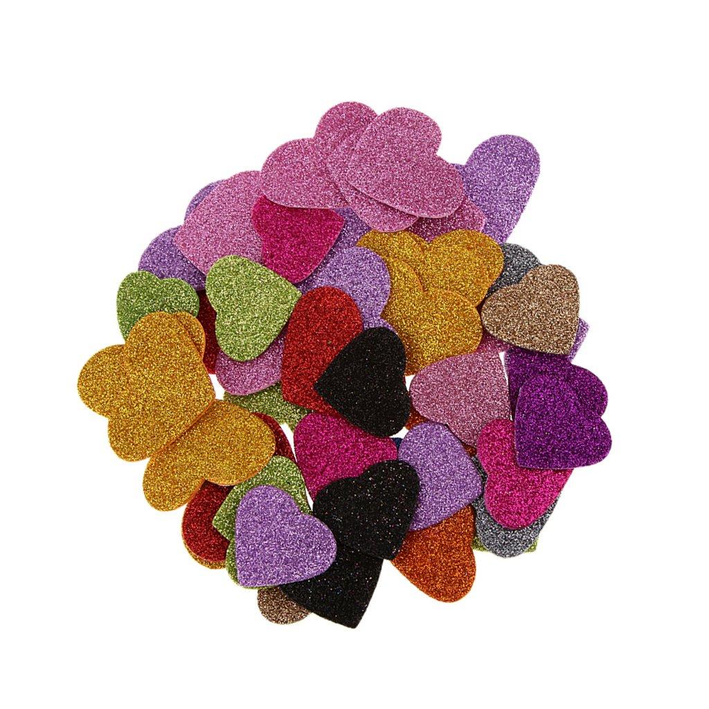 45 x Glittery Heart-Shaped Foam Stickers for Children/Crafts/DIY