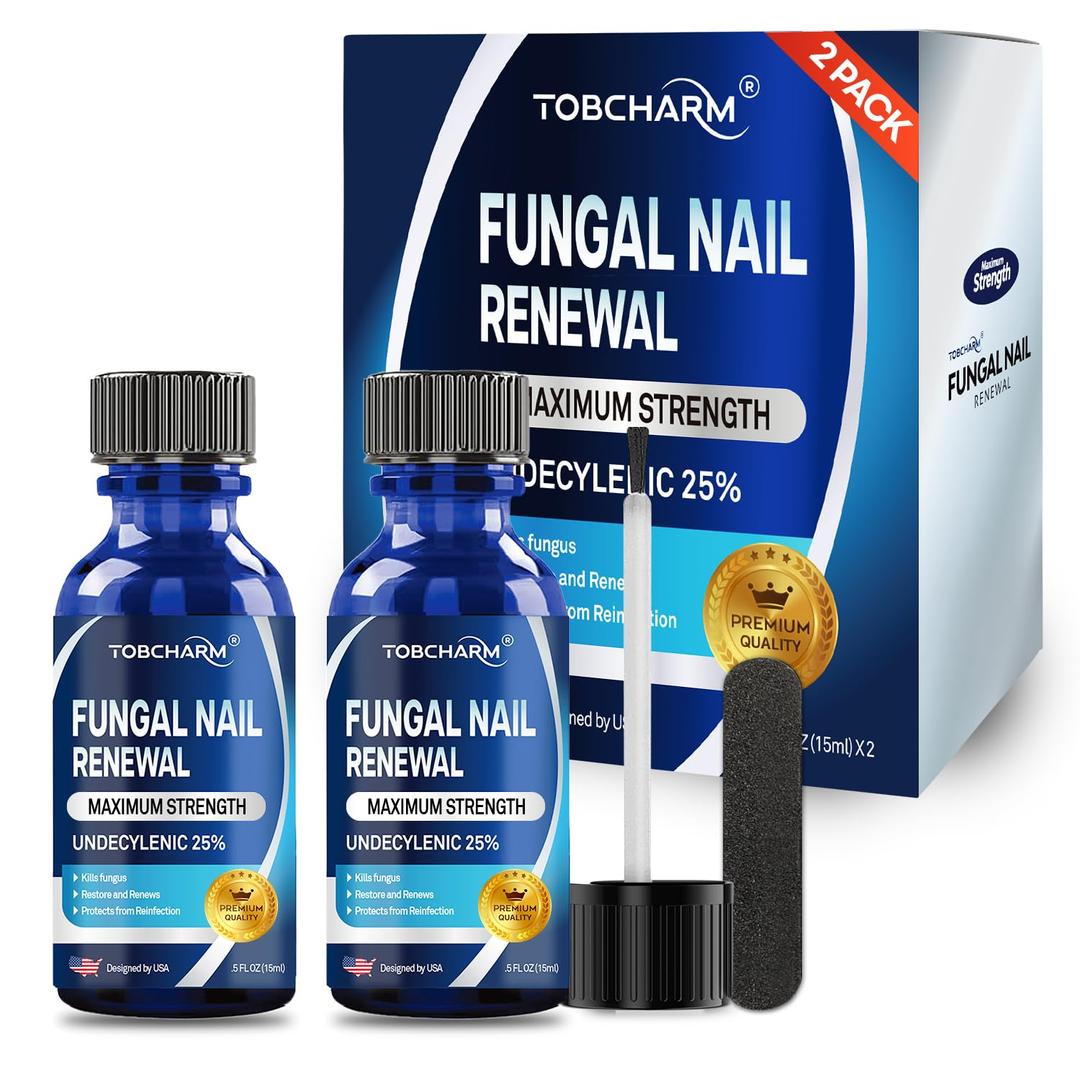 Toenail Fungus Treatment Extra Strength with 25% Undecylenic Acid & Tea Tree Oil, Nail Fungus Treatment for Toenail & Fingernails, Antifungal Nail Treatment for Damaged Nails and Thick Toenails- 2Pcs