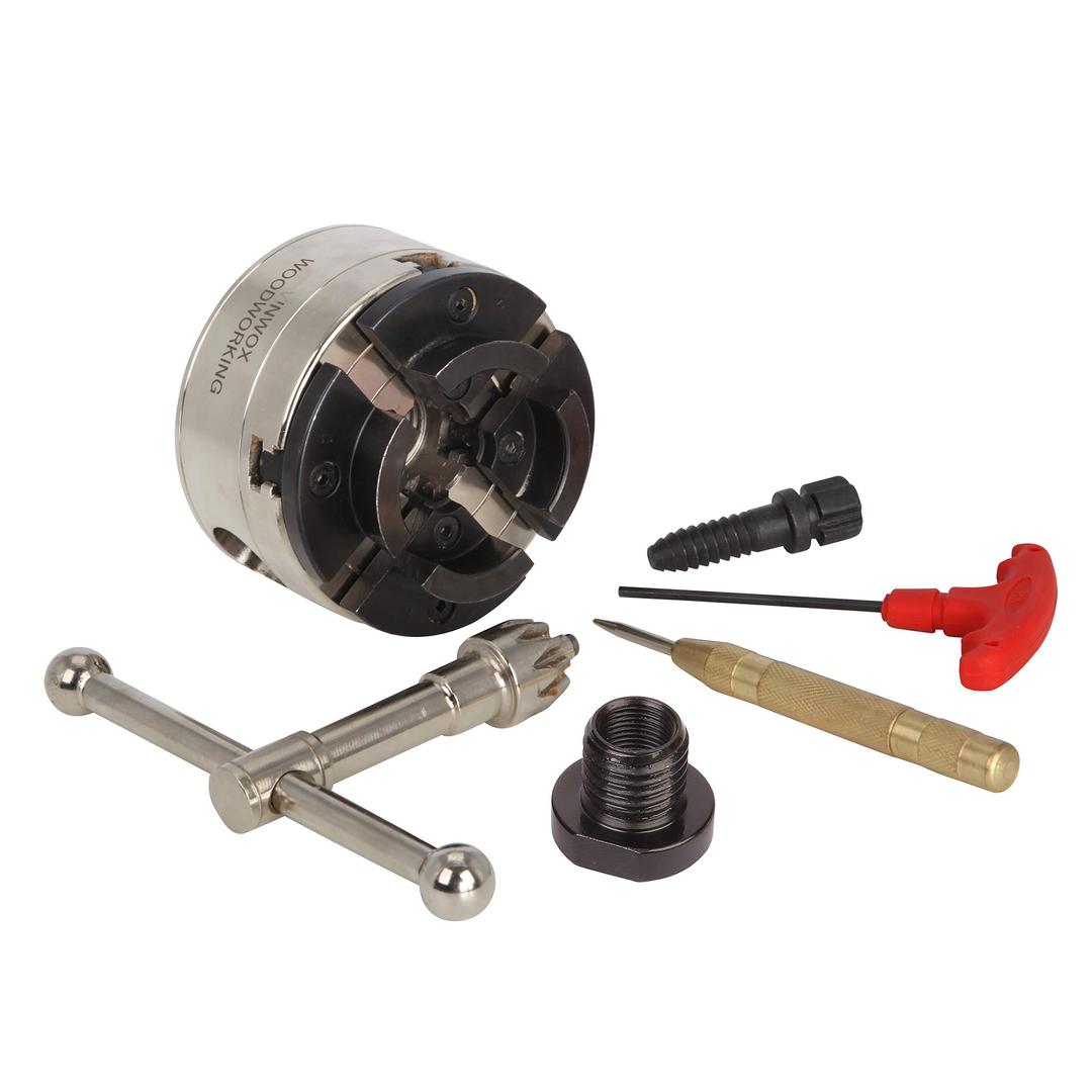 SCK4-3.75 Wood Lathe Key Chuck, 3-3/4inch Wood Lathe Gear Chuck with 1"x8TPI Thread & 3/4"x16TPI Adapter