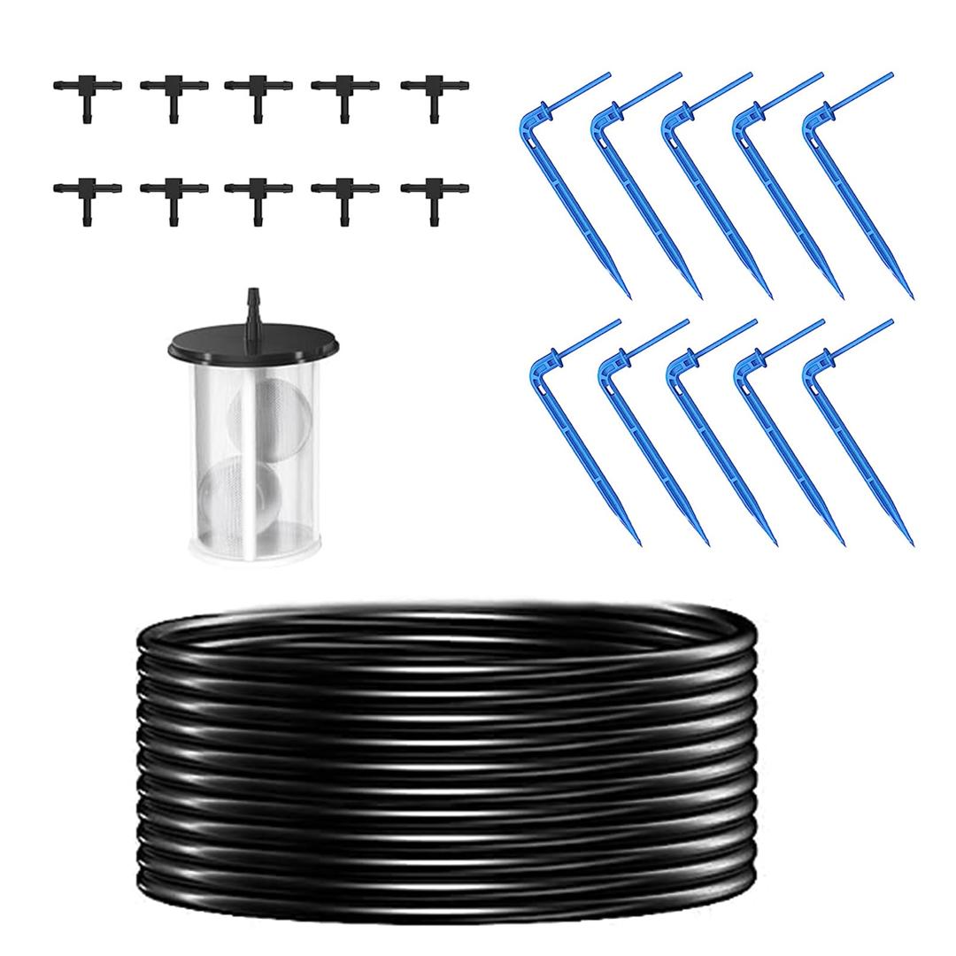 Solar Drip Irrigation Kit Accessories, 39 FT Tubing, Drip Irrigation Extra Accessories Kit,15 tee Fittings and 15 drippers for Balcony Patio & Garden