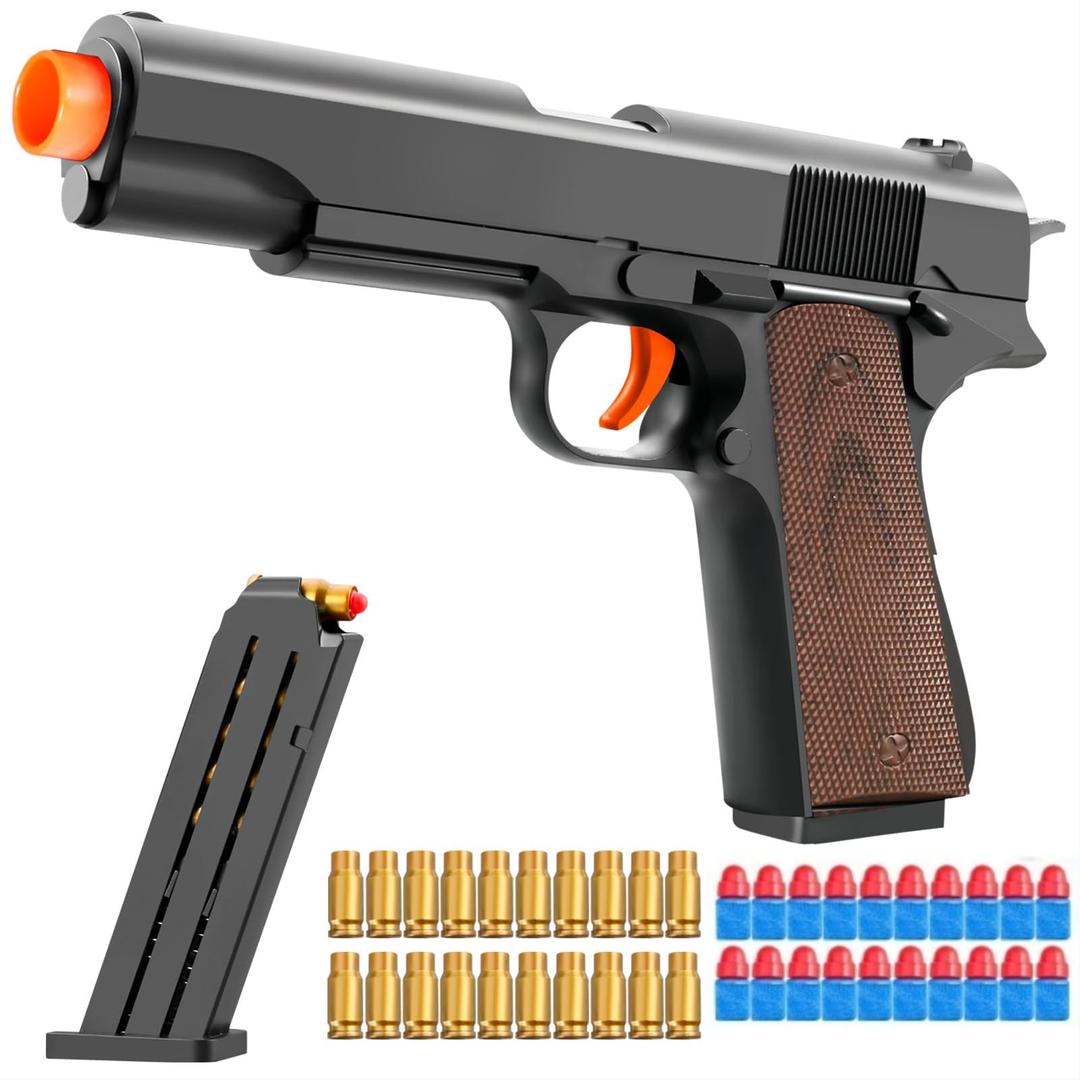 Manual Shell ejecting Pistol Soft Bullet Pellet Toy Gun Ball Blasters Realistic Dart Ammo Fake Prop Look Real Guns Shooting Game for Adults Under 10 Dollars Gifts for Age 14+ Years Old