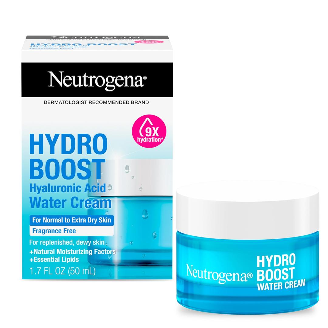 Neutrogena Hydro Boost Skincare Bundle, Hydro Boost Fragrance Free Water Cream Face Moisturizer, 1.7 oz, & Trial Size Hydro Boost Fragrance Free Hydrating Gel Facial Cleanser, 0.5 fl. oz, 2 Pack