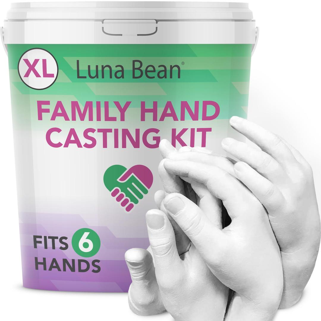 Luna Bean Huge Oversize XL Family Hand Casting Kit – Family Size Hand Molding Kit – Casts 6 Hands Comfortably Adults & Kids, Gifts for Family with Kids - Thanksgiving Gifts