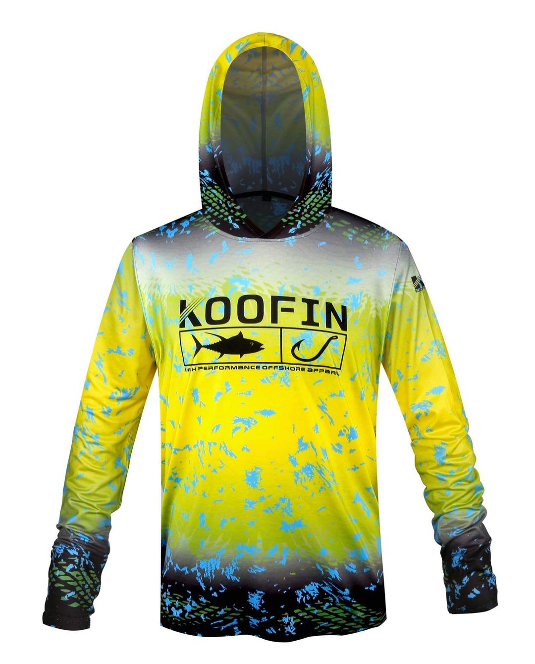 KOOFIN GEARPerformance Fishing Hoodie UPF 50 Sunblock Shirt Long Sleeve Quick-Dry Loose Fit Fade Pattern