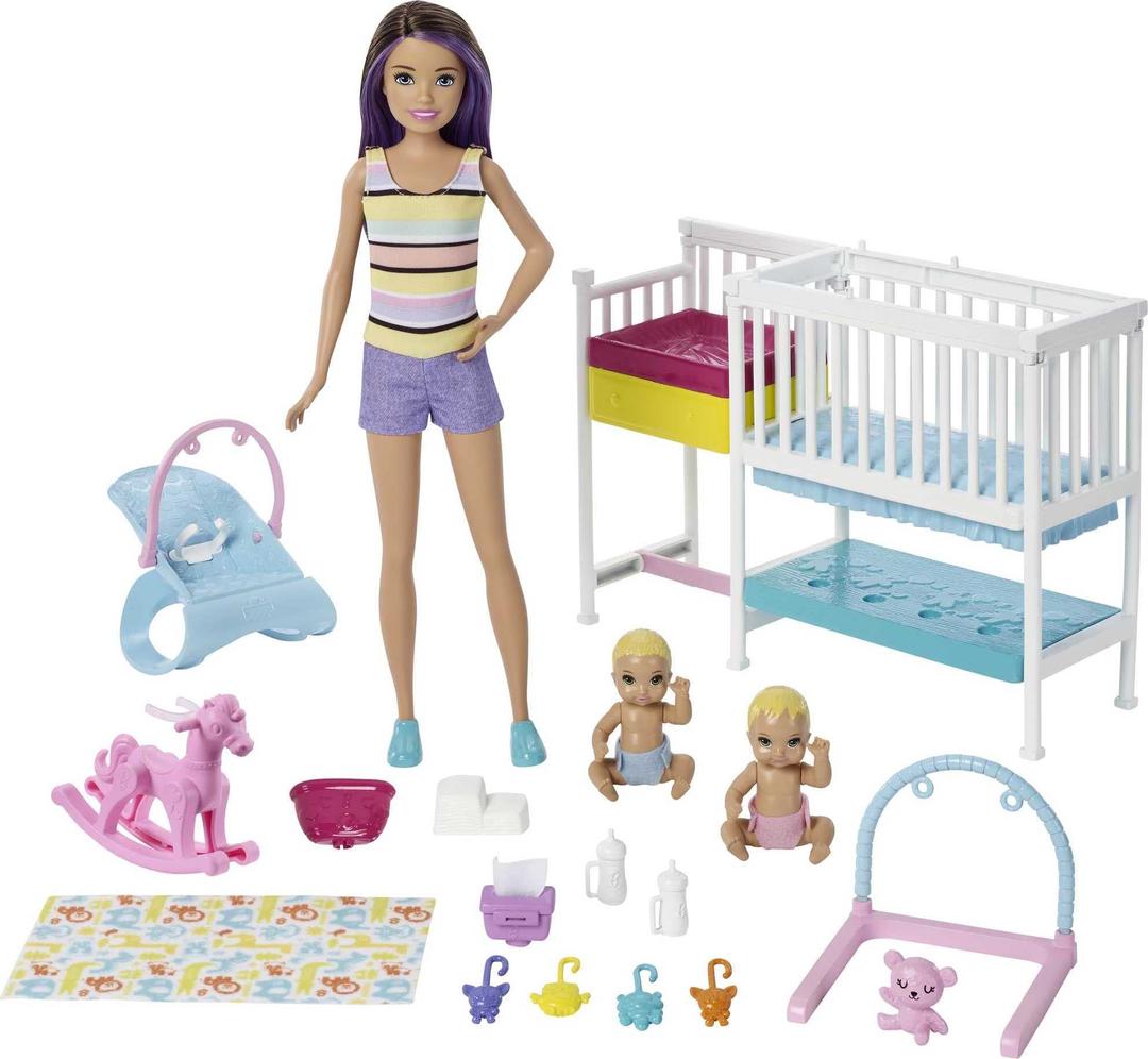 Barbie Skipper Babysitters Inc. Nap ‘n’ Nurture Nursery Playset with Dolls, Furniture and 10+ Pieces