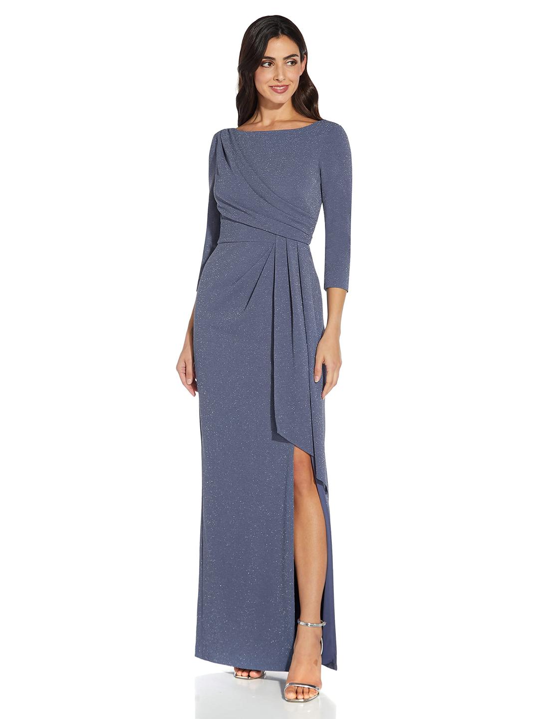 Adrianna PapellWomen's Metallic Knit Covered Gown