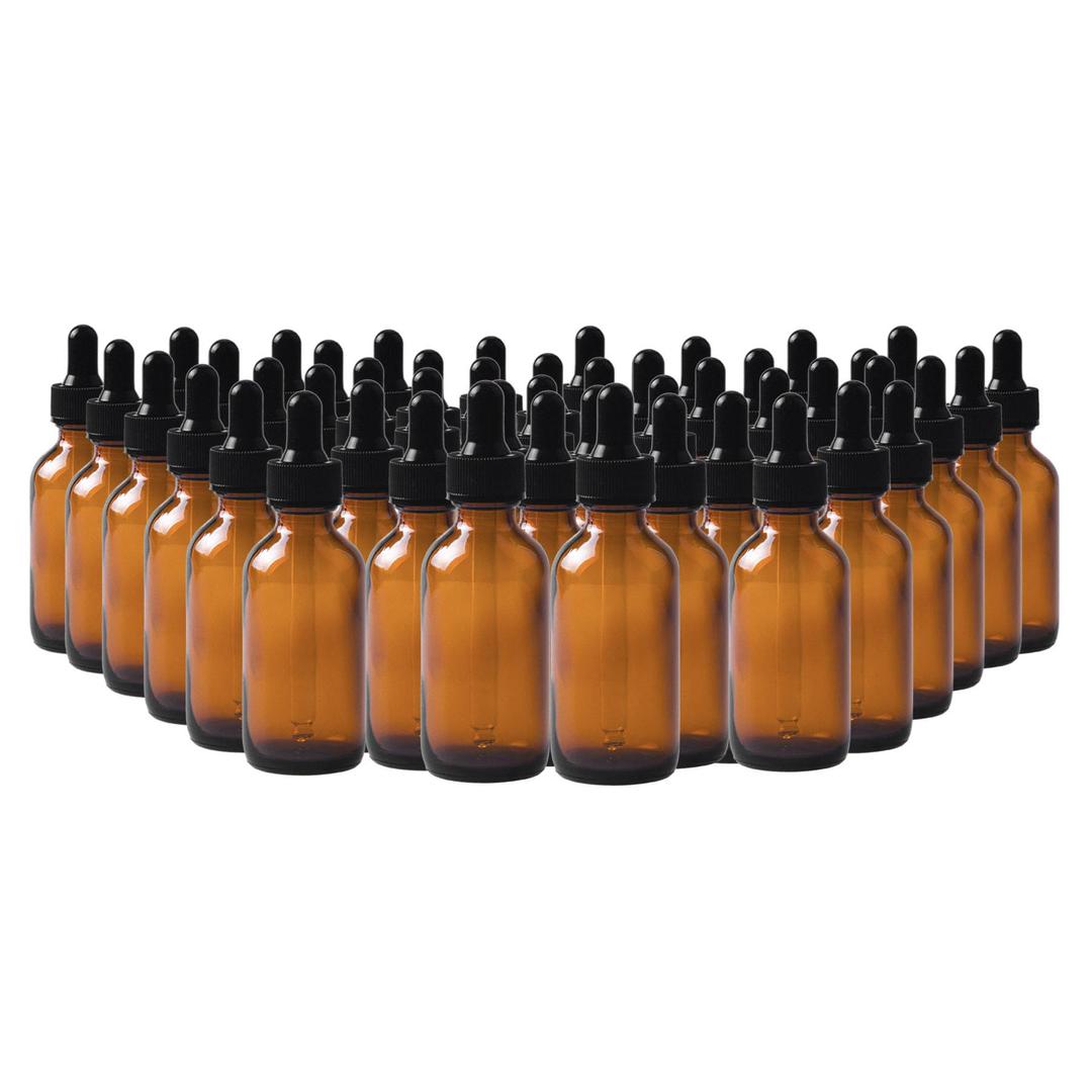 48 Pack 2oz Amber Glass Dropper Bottles, Eye Dropper Bottles with Glass Droppers for Essential Oils, Perfumes