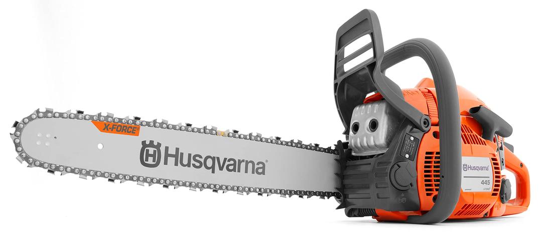 Husqvarna445 Gas Chainsaw, 50-cc 2.8-HP, 2-Cycle X-Torq Engine, 18 Inch Chainsaw with Automatic Oiler, For Wood Cutting and Tree Trimming