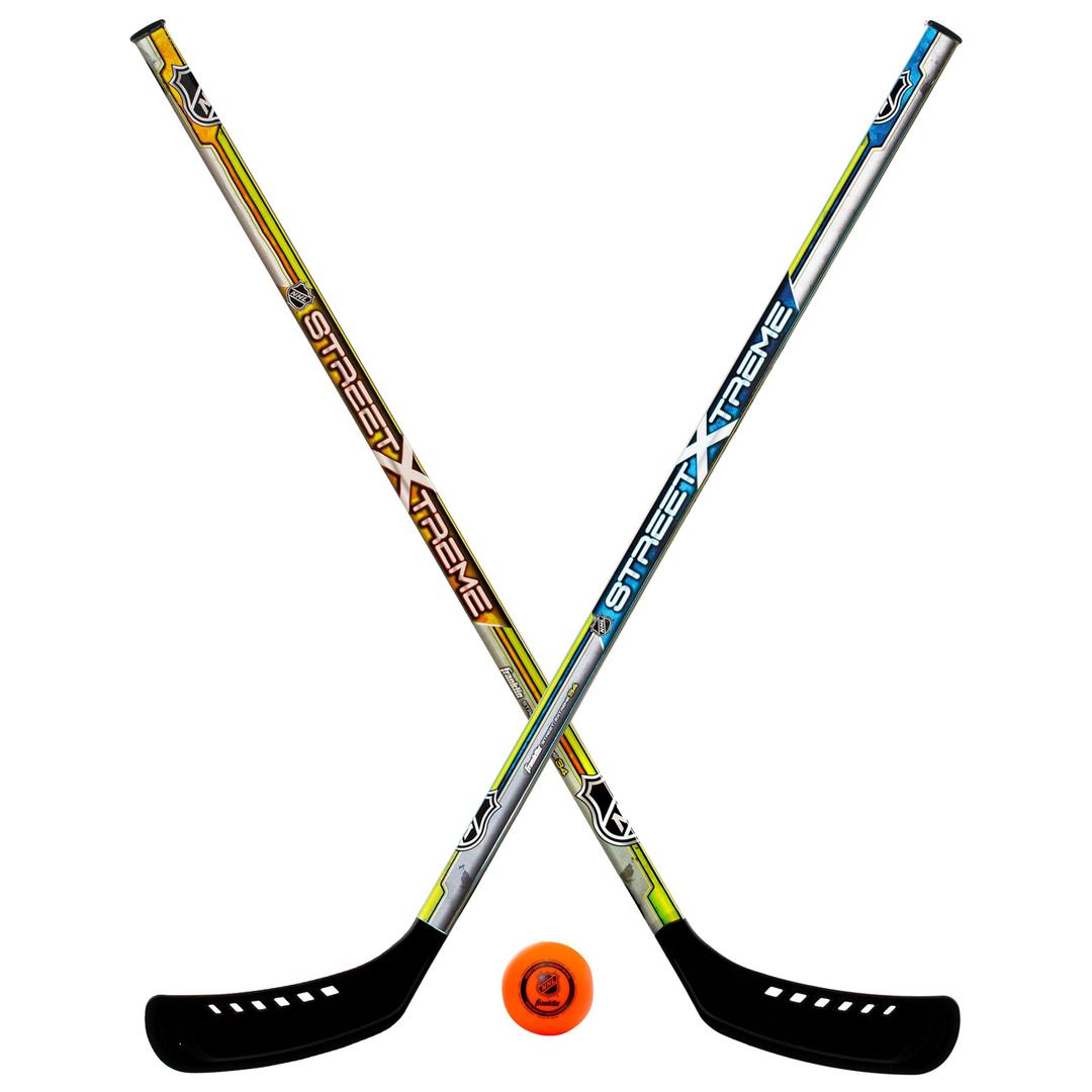 Franklin SportsNHL Kids Street Hockey Stick Set - Includes (2) Youth Street Hockey Sticks + (1) Outdoor Roller Hockey Ball - Perfect Hockey Starter Set for Kids