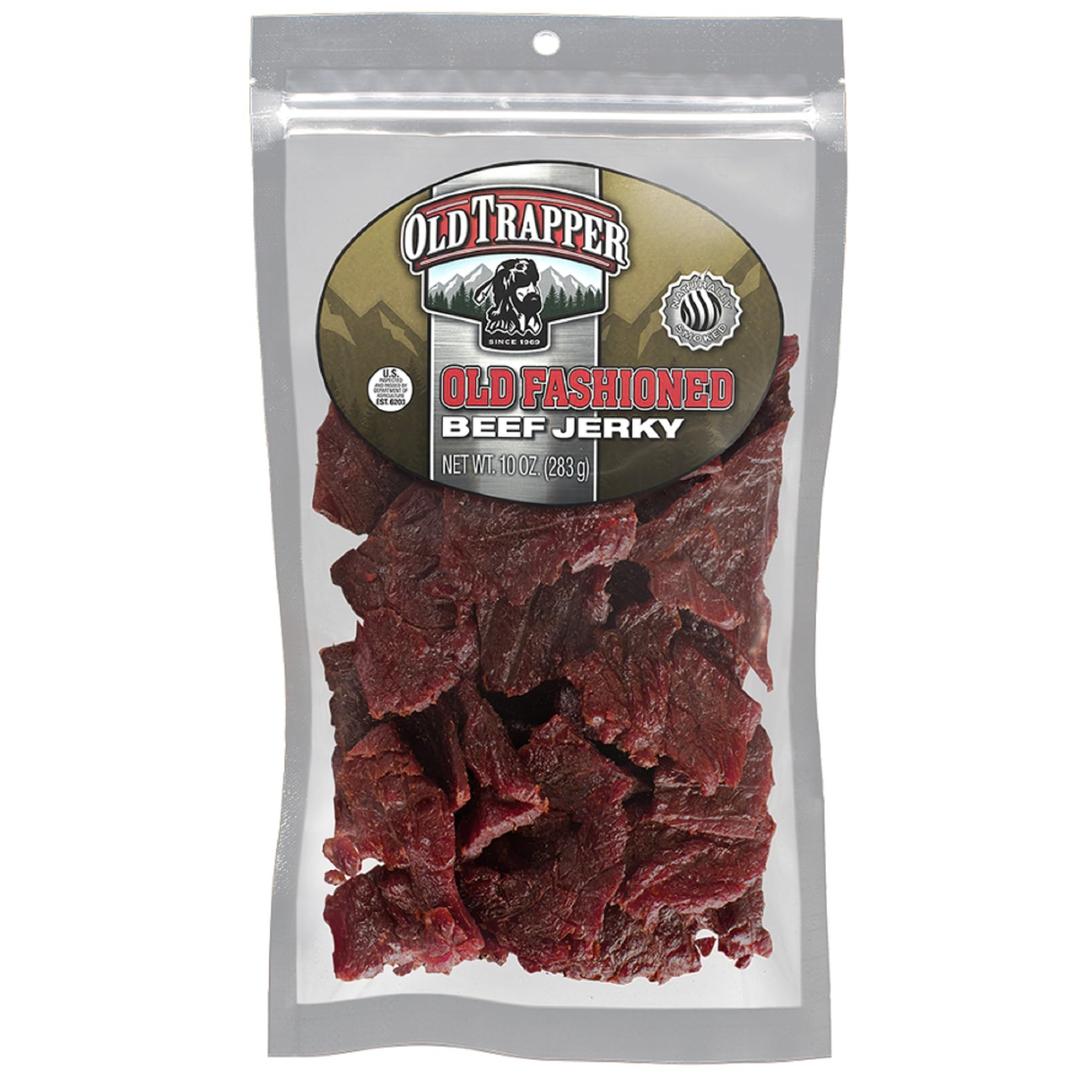 Old Trapper Beef Jerky, Old-Fashioned 10-Ounce Bag, Tender Meat Snacks for Lunches or Between Meals, 11 Grams of Protein, Zero Grams of Fat, and 70 Calories per Ounce (Pack of One)