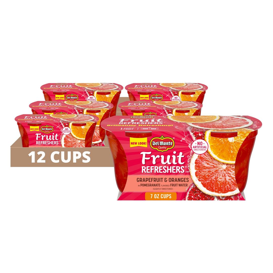 Del MonteRefreshers Grapefruit & Oranges in Pomegranate Fruit Water Cups, 7 Oz, Pack of 12