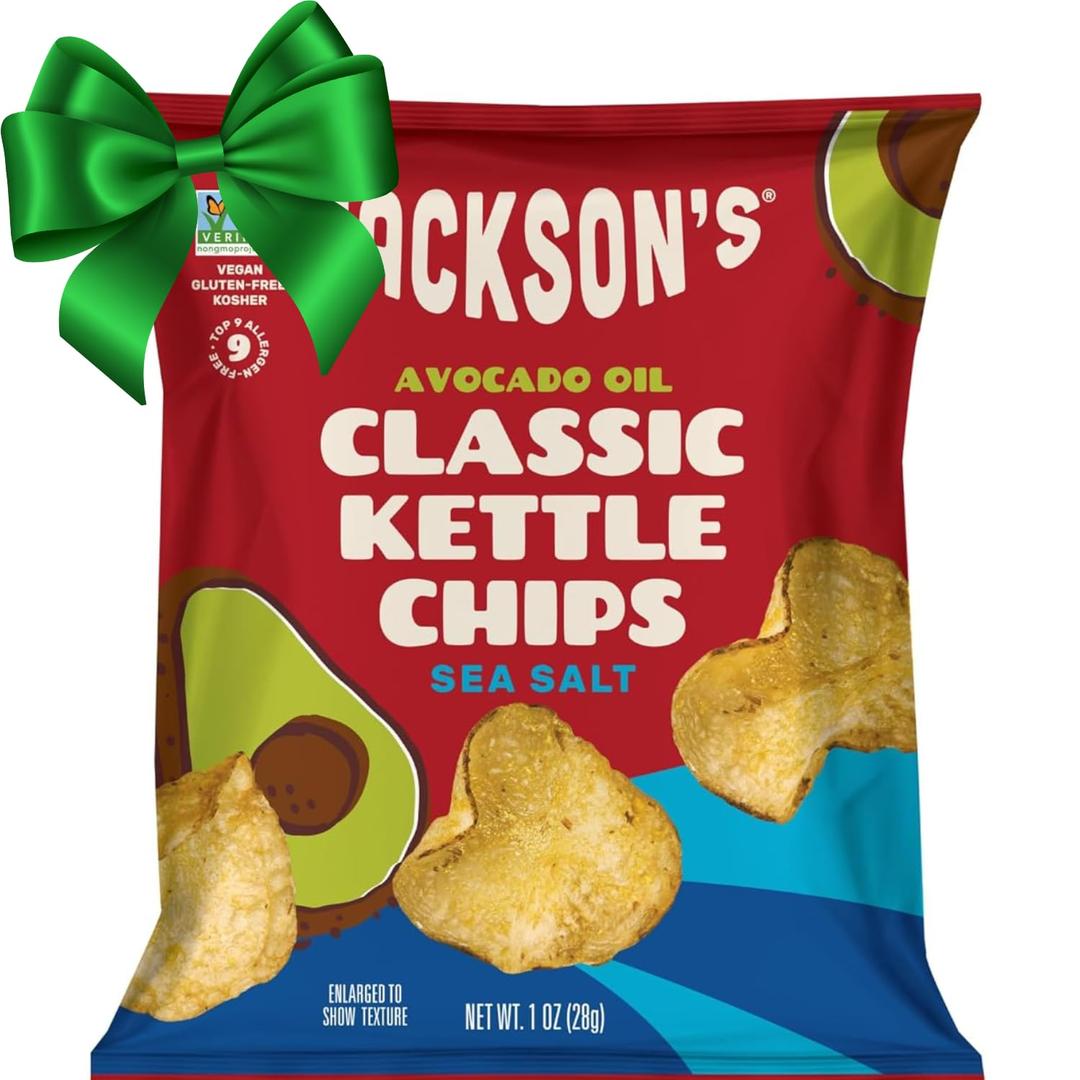 Jackson’s Potato Classic Kettle Chips with Sea Salt (1oz, Pack of 15) - Made with Premium Avocado Oil - Allergen-friendly, Gluten Free, Peanut Free, Vegan, Kosher - Shark Tank Product