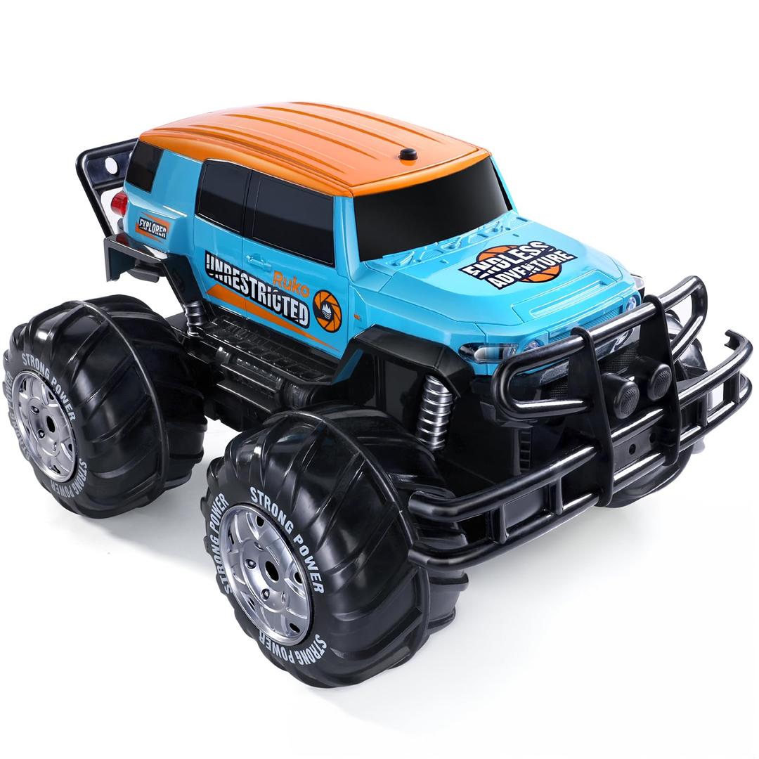 Ruko 1601AMP Amphibious RC Trucks, 1:10 Large Waterproof Monster Truck for Boys, 4x4 Offroad RC Car, All Terrain Vehicle with 2 Rechargeable Batteries for 50 Min Fun Time, Gifts for Kids