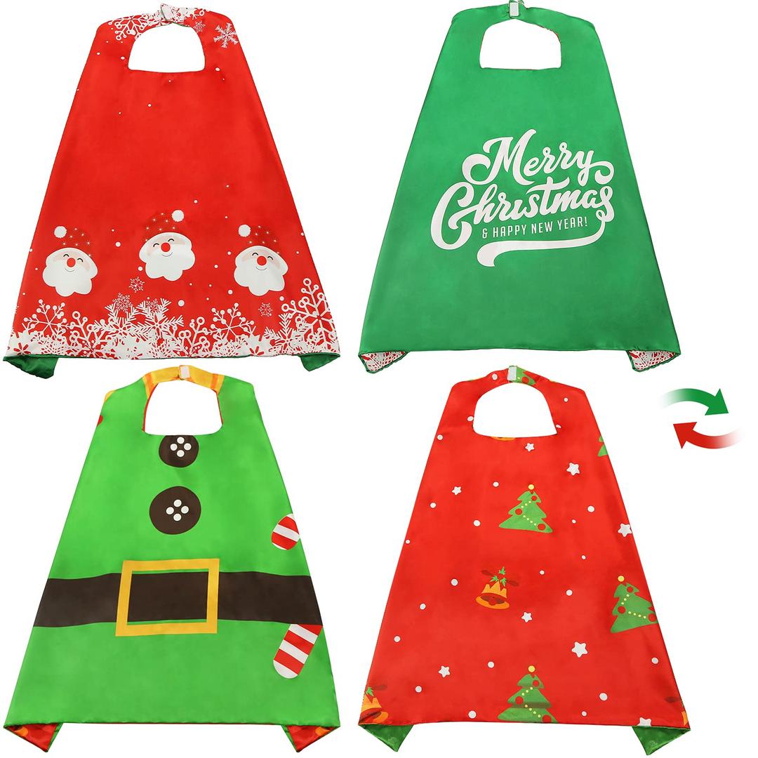 3 otters Christmas Costumes for Kids, Santa Costume for Todders Christmas Elf Cloak Merry Christmas 2 Styles Reversible