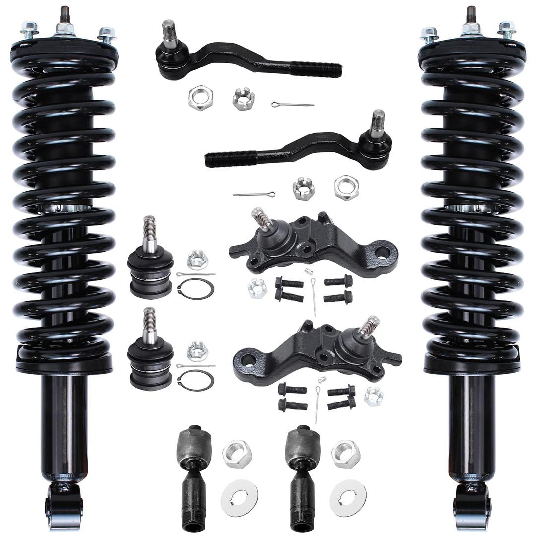 Detroit Axle - 10pc Front Suspension Kit for 1995-2004 Toyota Tacoma 4WD & Pre Runner 1996 1997 1998 1999 2000 2001 2002 2003, 2 Ready Struts, 4 Upper & Lower Ball Joints, 4 Inner & Outer Tie Rods