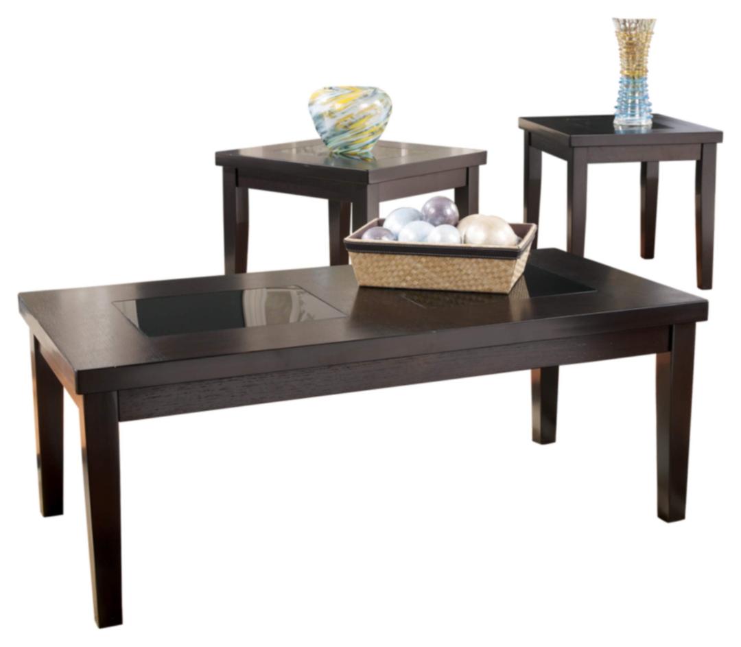 Signature Design by Ashley Denja Contemporary 3-Piece Table Set, Includes Coffee Table and 2 End Tables, Dark Brown