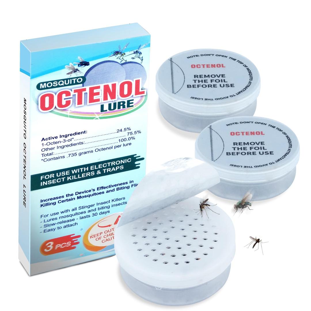 Octenol Pest Lures 90 Days Supply 2023 Upgraded, 3PCs Biting Insect Attractant Refill Cartridge for Fly Traps, Bug Zappers, Mosquito Attractants, Universal Fit (3PCS in 1 Pack)