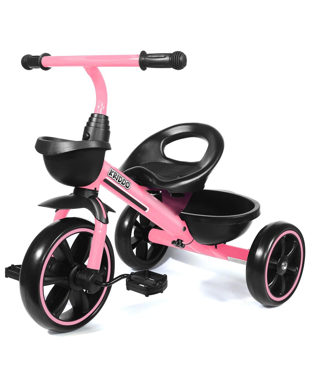 KRIDDO Tricycle for 2-5 Year Olds - Pink Toddler Trike With Gift for 24 Month to 4 Year Old Girls